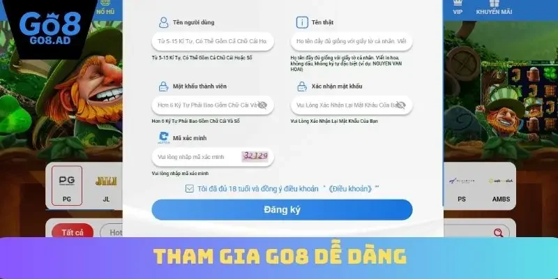 Tham gia Go8 dễ dàng