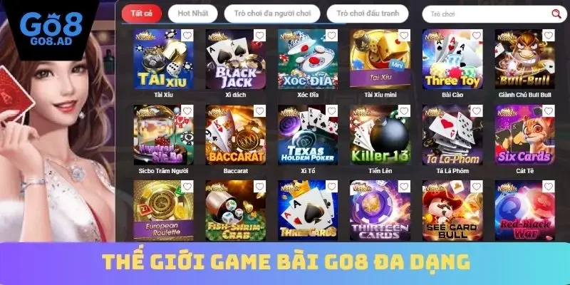 Thế giới game bài Go8 đa dạng